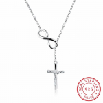 Lekani Inri ristikujuline Jeesus Christian 925 h&otilde;bedane l&otilde;pmatu ristiga kaelakeed naistele katoliiklikud peened ehted 45cm