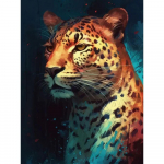 Teemantmaal T&auml;ispuur Leopard Loom &Uuml;mmargune Teemantmaal K&auml;sitsi valmistatud Elegantne Naise Lille Teemantmosaiikmaal Kodukaunistus Full Round 25X37.5CM