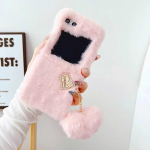 Fluffy Love Heart Ripats Pehme kate Samsung Galaxy Z Flip5 Flip4 Flip3 S24 S23 S22 Ultra S20 FE A14 A24 A34 A54 A13 A23 A33 A53 soe pl&uuml;&uuml;s Fuzzy iphone 7 8 roosa