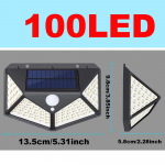 100 LED-seinavalgustit PIR-liikumisanduriga v&auml;lisaia sisehoov, neljast k&uuml;ljest helenduv veekindel p&auml;ikesevalguse t&auml;navalamp 1PC