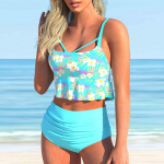 Naiste p&auml;itsed Pure White Flowers Print Bikini Tankini ujumistrikoo S must