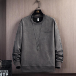 Meeste kevadmoodne &uuml;mara kaelusega pullover pikkade varrukatega XXXL tumehall v&auml;rv
