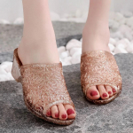 Crystal Slope Heel sandaalid naiste &uuml;ler&otilde;ivastele Mitmek&uuml;lgsed suvised paksu tallaga k&otilde;rge kontsaga libisemiskindlad sandaalid 36 must