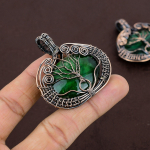Natural Tree Of Life Green Labradorite Gemstone Copper Wire Wrap Pendant 2 g2e00