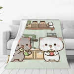 BuBu DuDu Beebi Panda Karu Tekid Mochi Piim Virsik Goma Paariline Flanell Naljakas Visketekk Kodu Restorani Tekstiilide Kaunistamiseks 75x100cm 30x40in gray