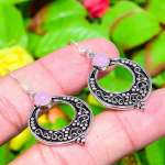 Natural Rose Quartz Gemstone Handmade 925 Sterling Silver Earring 1.85 u8a80