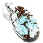 Natural Tibetan Turquoise Gemstone 925 Sterling Silver Pendant 2.21 a7s47