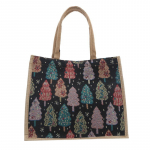 Linane kott K&auml;sitsi maalitud puuvillased kotid Džuudist Kaasaskantavad imitatsioonikotid Linased kotid Ostukotid Lamineeritud kotid must