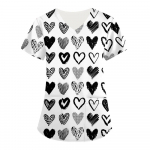 Naiste Scrubs Topid &Otilde;e vormiriietus S&uuml;da 3D Prindiga T-s&auml;rk Naiste Mood V-kaelusega Taskukombinesoonid Meditsiinivormid T&ouml;&ouml;riided XXL