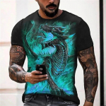 Meeste T-s&auml;rk Dragon Muster 3D Print T-s&auml;rgid Meeste Mood O-kaelusega l&uuml;hikeste varrukatega T-s&auml;rk Laste Topid T-s&auml;rgid Poisi T-s&auml;rk Harajuku S ts&uuml;aan