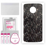 apgo Protective Skin Sticker for the back compatible with Motorola Moto G6 Plus, Wrap Film, Foil, Vinyl - Pattern Carbon Black Pixel