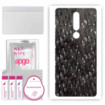 apgo Protective Skin Sticker for the back compatible with Nokia 3.1 Plus, Wrap Film, Foil, Vinyl - Pattern Carbon Black Pixel