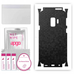 apgo Protective Skin Sticker for the back+sides compatible with Samsung Galaxy S9, Full Wrap Film, Foil, Vinyl - Pattern Black Honeycomb