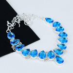 &Scaron;veitsi sinine topaas h&otilde;bekaelakee, sinine kaelakee, sinine topaas v&auml;&auml;riskivi, 925 sterlingh&otilde;be ehted, 925 h&otilde;be kristall &otilde;rn kaelakee talle 20