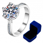 P&auml;ris 3-karaadine moissanite abielus&otilde;rmus naistele h&otilde;bedast &uuml;mmargune briljantne teemantpasjanss, kaasas karp 12