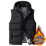 Vest meestele Meeste Vest Jope Kapuutsiga Meeste Talvised Soojad Varrukateta Joped Meeste Vabaaja Vest Solid Vest Paksendav Veste Homme 6XL 8XL 10XL 10XL must