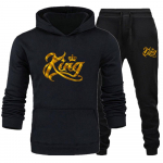 Meeste ja naiste pikkade varrukatega spordir&otilde;ivaste komplekt KING OR QUEEN Print Pullover S&uuml;gistalve kapuutsiga komplekt 2PK Pices kapuutsiga komplekt S