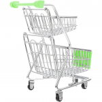 Miniatuurne ostukorv Mini metallist ostukorv Mini supermarketi k&auml;sik&auml;ru kahekihiline supermarketi ostukorvi m&auml;nguasi kodu t&ouml;&ouml;laua sisekujunduseks roheline