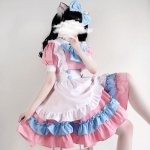 4 tk/komplekti neiu kost&uuml;&uuml;m, Cosplay armas Lolita komplekt neiu riietuses neiu kleit L
