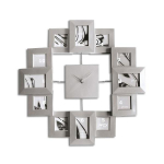 Horloge murale avec 12 cadres photos noire