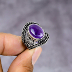 Natural Amethyst Gemstone Handmade 925 Sterling Silver Gift Ring Size 7 b4j56