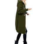 Naiste soe t&otilde;mblukk Avatud kapuutsid Pusa, pikk mantel jakk Topid Outwear L armee roheline v&auml;rv