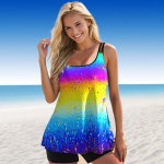 Naiste ujumisriided Tankini 2-osaline ujumistrikoo, valgete lilledega prinditud ujumisriided S valge