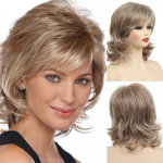 L&uuml;hike lokkis s&uuml;nteetiline parukas tukkidega igap&auml;evased juuksed Pehmed blondid pruunid lainelised Bob Wigs naiste kost&uuml;&uuml;mipidu Kuumakindel kiust parukas pruun
