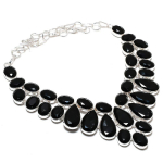 Natural Black Spinel Gemstone 925 Sterling Silver Jewelry Necklace 18 r3g20