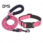 Peegeldav koerakaelarihma ja jalutusrihma komplekt 5ft veok&ouml;iega nailonist lemmiklooma kaelarihm pehme neopreenpolstriga v&auml;ikestele keskmise suurusega koertele S must