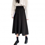 Naiste Midi-seelik K&otilde;rge v&ouml;&ouml;kohaga A-jooneline uisuseelik &uuml;hev&auml;rviline, suur &auml;&auml;ris, pendeldamisstiil, kontoridaam S kohv