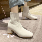 Naiste talvesaapad naistele Flyknit saapad Paksu all poolsaapad K&otilde;rged kontsad Naiste talvekingad Saapad 34 beež