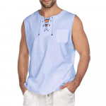 Meeste puuvillased linased mansetttopid vabaaja piraatvest Meeste varrukateta topid T-s&auml;rgid Suvine rand Hawaii T-s&auml;rgid Meeste t&auml;navar&otilde;ivad XXXL