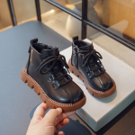 T&uuml;drukute Martin Boots pluss ka&scaron;miirist sooja s&uuml;gise ja talve uued poiste puuvillased poolsaapad libisemiskindlad prantsuse Briti stiilis 26 must