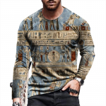 Egiptuse hierogl&uuml;&uuml;fidega T-s&auml;rgid 3D Prindiga Meeste Naiste Vintage pikkade varrukatega T-s&auml;rk Suurem&otilde;&otilde;dulised Pulloverid T-s&auml;rgid Topid R&otilde;ivad 4XL
