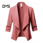 Naiste &auml;riline bleiser lahtise &otilde;mblusega kardigan, kolme neljandiku varrukatega, sirge rev&auml;&auml;riga &uuml;hev&auml;rviline OL stiilis pidulik OL stiilis lahtine naiste &auml;rimantel 2XL roosa