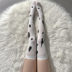 Cow Print Valged sukad Naiste JK T&uuml;drukud P&otilde;lvek&otilde;rged Sokid Reie K&otilde;rged Sukad Lolita Kawaii Armsad Reie k&otilde;rged Sokid Naiste Sukad valge