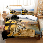 3D Prinditud Tiigri Voodipesu Komplekt, Metsik Loomane Udusule Tekikott Padjap&uuml;&uuml;r 2/3 tk AU/EU/DE, K&otilde;ik Suurused, Metsloomakate, Meeste ja Poiste Kingitus Baby 100x135cm