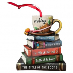 Puidust raamaturiiuli kaunistus Rippuva kaelapaelaga loominguline raamatu ornament 3D riiulidisain, pidulik ripats kodu B