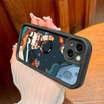IPhone'i jaoks 16 15 14 13 12 11 Pro Max XS Max XR X SE 8 7 Cartoon Space Astronauti muster Pehme silikoonist t&auml;isobjektiiviga telefoni&uuml;mbris iPhone 12 must