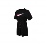 Nike 3D logo prindiga kummipaela v&ouml;&ouml;kohaga spordiklassikalised l&uuml;hikeste varrukatega kleidid Naiste kleit Must DJ1072-010 M