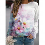 Harajuku Uus 3D V&auml;rvilised Lilled Printimine Pusad Naiste Mood T&auml;navar&otilde;ivad Pulloverid Talvised T&uuml;drukud Lillelised graafilised riided Top XL