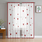 S&otilde;brap&auml;eva punased s&uuml;dametega t&uuml;llkardinad elutuppa k&ouml;&ouml;gi kaunistuseks &scaron;ifoonist aknakatted voile l&auml;bipaistev kardin W135 x H115cm x1&Rod Pocket