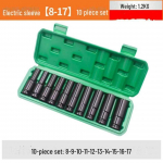 Laiendatud kuusnurkse elektrilise mutriv&otilde;tme pistikupesa komplekt automaatseks remondiks, 8-32 mm 10-piece set with extended sleeve 8-17