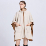 S&uuml;gis- ja talvine naiste p&uuml;stkraega tasku lukuga Sall Cape suur kootud kardigan Tweed jope One Size beež