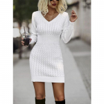 YYFS Naiste moe vabaaja s&uuml;gistalvised &uuml;hev&auml;rvilised pikkade varrukatega V-kaelusega kampsunid S valge
