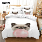 Kassiteemaline tekikotikomplekt Armas Kiisu Teema Voodipesukomplekt Lastele T&uuml;drukutele 2/3 tk &Uuml;hekohaline Kahekohaline Queen King Suurus Tekikott Voodipesu EU single(135x200cm)