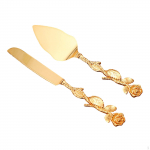 Wedding Cake Knives Server Set Elegant Rose Handle Cutting for Gifts gold gold
