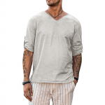 Disainer kevadsuvi Meeste vabaaja puuvillased linased &uuml;hev&auml;rvilised pikkade varrukatega s&auml;rgid lahtise kraega s&auml;rgid L must