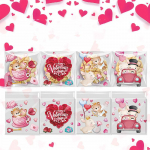 50/100pc Valentine's Day cartoon pattern heart-shaped transparent glass paper bag Valentine's Day happy party packaging supplies other